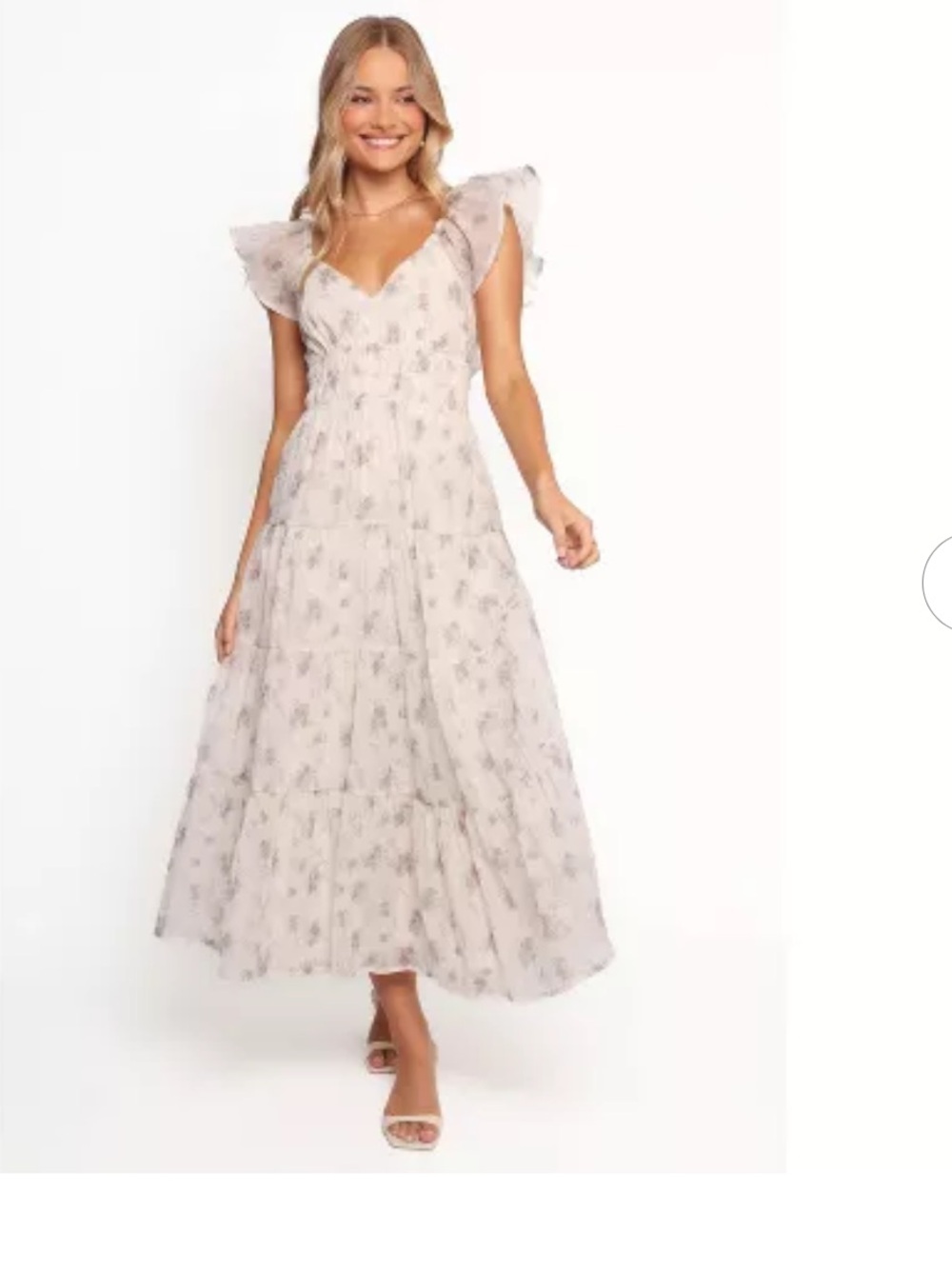 Petal & Pup Talia Cream Floral Maxi Dress with Ruffled Sleeves - Picture 5 of 13